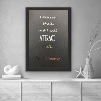 Think Positive Foil Print Noir A5 Sans Cadre 1