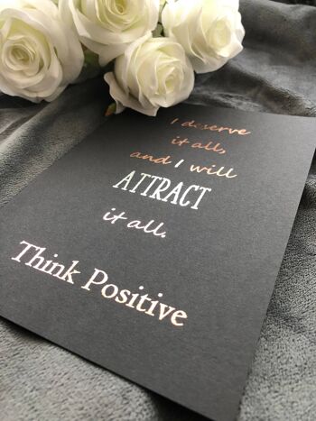 Think Positive Foil Print Noir A5 Sans Cadre 4