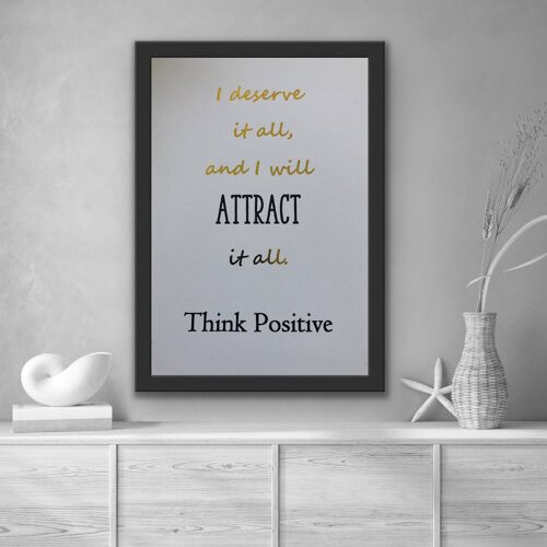 Think Positive Foil Print White A5 No Frame