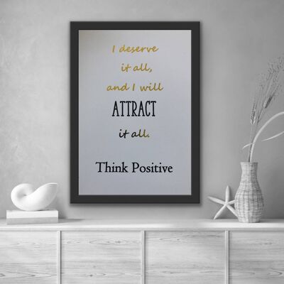 Think Positive Foil Print White A4 No Frame