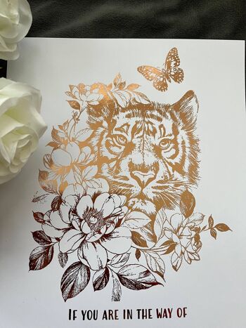 Tiger Quote Foil Print Or Rose A5 Sans Cadre 4