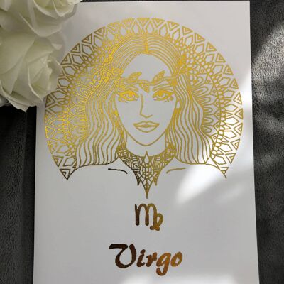 Virgo Star Sign Foil Print A4 Sin marco