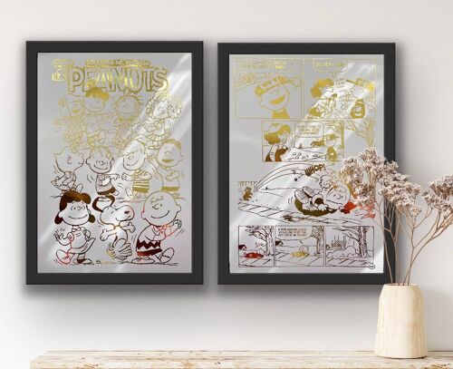 Peanuts Comic Cover & Comic Strip Foil Print A5 Unframed