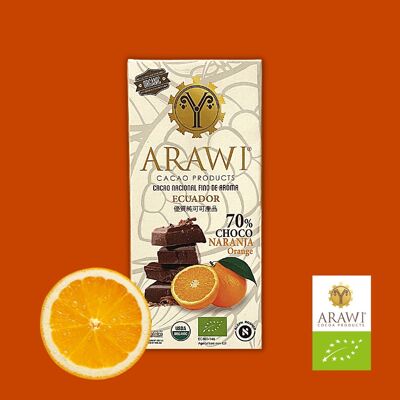 Tablette de chocolat BIO 70%  orange Arawi