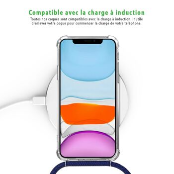 Coque iPhone 11 anti-choc silicone avec cordon bleu - Never Give Up 5