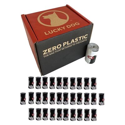 480 Sacs à Déjections Compostables Zero Plastic | Le Plus Étanche du Marché | Ramasse Crottes Canine certifié - Lucky Dog
