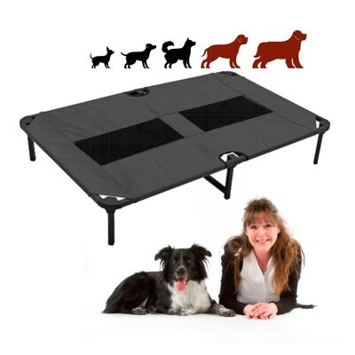 Lit Surélevé pour Grand Très Grand Chien | Lit de Camp Chiens avec Pieds Amovibles Cadre en Acier Robuste | Intérieur Extérieur - Lucky Dog (L 117 cm x l 7)