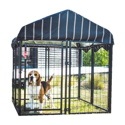 Box Chenil extérieur intérieur pour Chien avec Couverture en Tissu Oxford | 120 x 120 x 132 cm | Cage Enclos Métallique Prémium - Lucky Dog