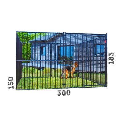 Chenil Extérieur pour Chien 300 X150X183 en barreaux métalliques renforcés avec Porte