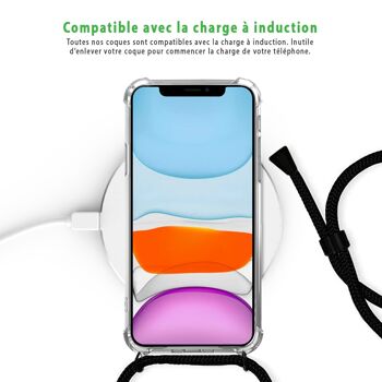 Coque iPhone 11 anti-choc silicone avec cordon noir- Never Stop Dreaming 5