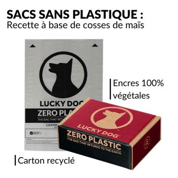 Lot sacs à déjections canines, 100% Biodégradables Compostables Etanches. ZERO PLASTIC ramasse crotte sans OGM. 150 sacs - LUCKY DOG 3