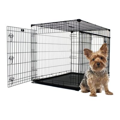 Cage pour Petit Chien 61/46/53 Pliable en Métal Inoxydable | Caisse pour Chiens avec Portes Coulissantes - Lucky Dog