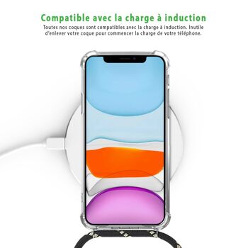 Coque iPhone 11 anti-choc silicone avec cordon noir- XOXO 5