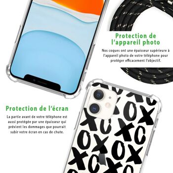 Coque iPhone 11 anti-choc silicone avec cordon noir- XOXO 6