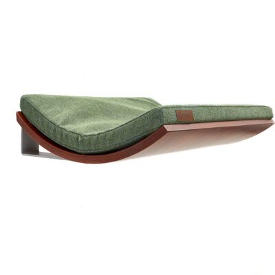 Elegant Green cushion | Walnut wood finish- small