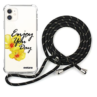 Custodia in silicone antiurto per iPhone 11 con cavo nero - Enjoy Your Day