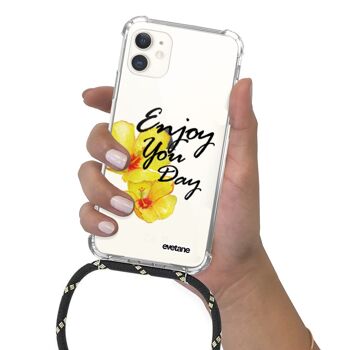 Coque iPhone 11 anti-choc silicone avec cordon noir-Enjoy Your Day 4