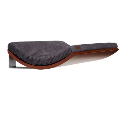 Smooth Dark Grey cushion | Walnut wood finish- small