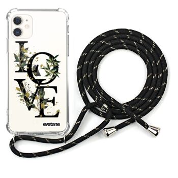 Coque iPhone 11 anti-choc silicone avec cordon noir-Love Bamboo 1