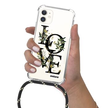 Coque iPhone 11 anti-choc silicone avec cordon noir-Love Bamboo 4