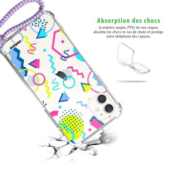 Coque iPhone 11 anti-choc silicone avec cordon parme -Motifs Fantaisies 2