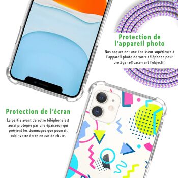 Coque iPhone 11 anti-choc silicone avec cordon parme -Motifs Fantaisies 6