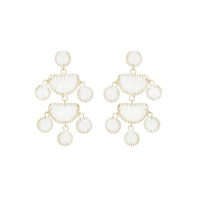 White Woven Chandelier Earrings