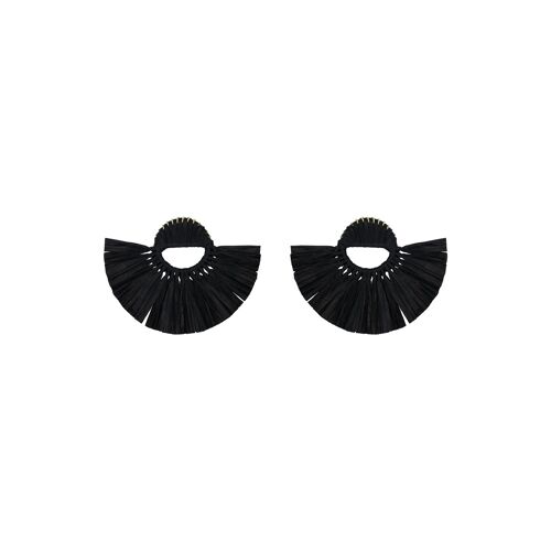 Black Starburst Raffia Earrings