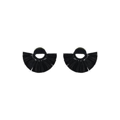 Boucles d'oreilles en raphia Starburst noir