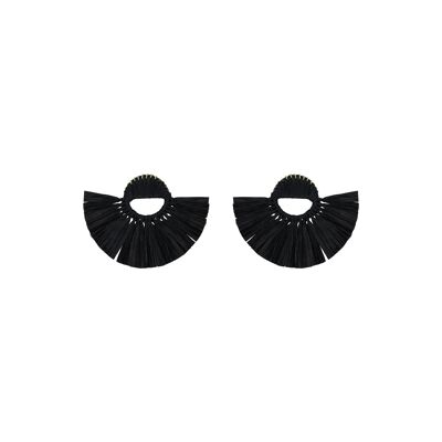 Black Starburst Raffia Earrings