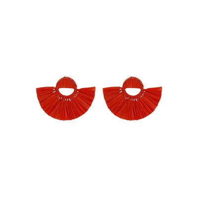 Boucles d'Oreilles Raphia Starburst Tomate