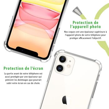 Coque iPhone 11 anti-choc silicone avec cordon Jaune fluo et phosphorescent 5