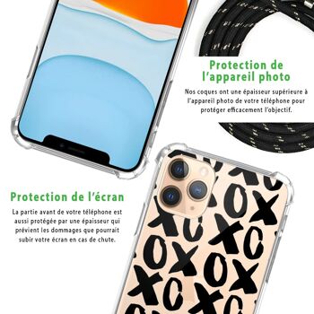 Coque iPhone 11 pro anti-choc silicone avec cordon noir- XOXO 6