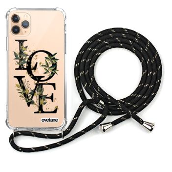 Coque iPhone 11 pro anti-choc silicone avec cordon noir-Love Bamboo 1