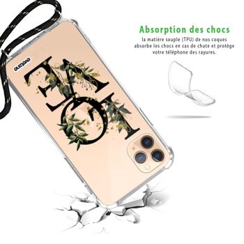 Coque iPhone 11 pro anti-choc silicone avec cordon noir-Love Bamboo 2