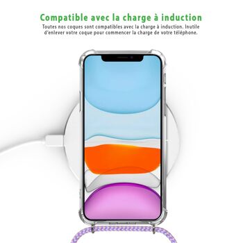 Coque iPhone 11 pro anti-choc silicone avec cordon parme -Motifs Fantaisies 5