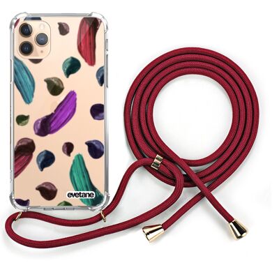 Custodia in silicone antiurto per iPhone 11 pro con cavo rosso - Macchie di vernice