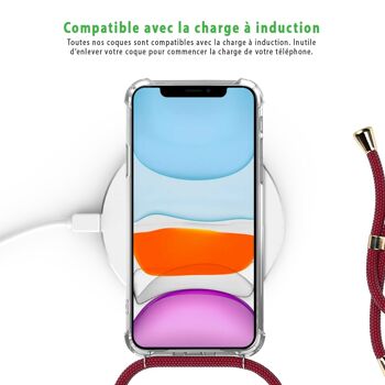 Coque iPhone 11 pro anti-choc silicone avec cordon rouge- Tâches de Peinture 5
