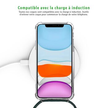 Coque iPhone 11 pro anti-choc silicone avec cordon vert -Tournesols 5