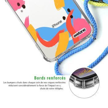 Coque iPhone XR anti-choc silicone avec cordon arc-en-ciel- Motifs Géométriques 3