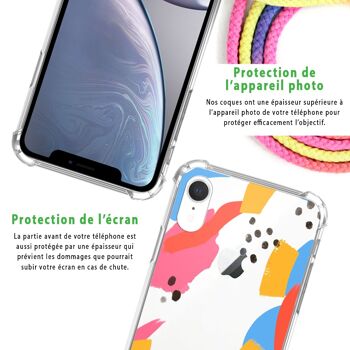 Coque iPhone XR anti-choc silicone avec cordon arc-en-ciel- Motifs Géométriques 6