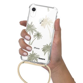 Coque iPhone XR anti-choc silicone avec cordon Beige - Palmiers 4