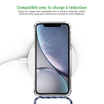 Coque iPhone XR anti-choc silicone avec cordon bleu - Papillons 5