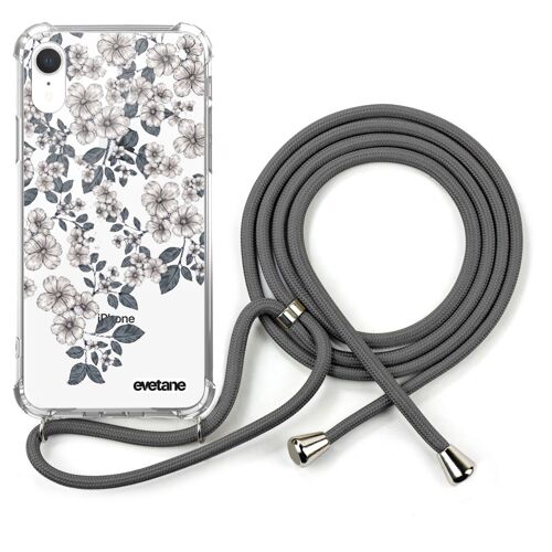 Compra Funda de silicona para iPhone XR a prueba de golpes con cable gris -  Flores de cerezo al por mayor