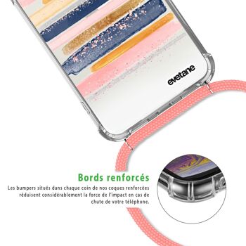 Coque iPhone XR anti-choc silicone avec cordon rose- Traits de Peinture 3