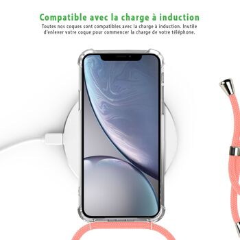 Coque iPhone XR anti-choc silicone avec cordon rose- Traits de Peinture 5
