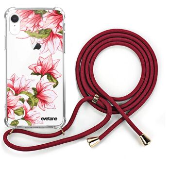 Coque iPhone XR anti-choc silicone avec cordon rouge - lys 1