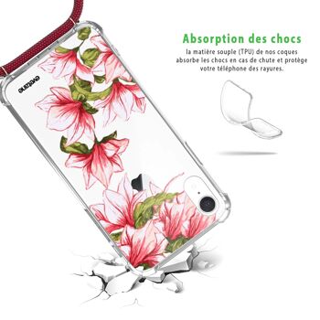 Coque iPhone XR anti-choc silicone avec cordon rouge - lys 2
