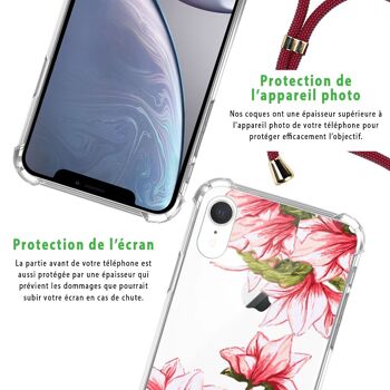 Coque iPhone XR anti-choc silicone avec cordon rouge - lys 6