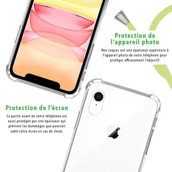 Coque iPhone XR anti-choc silicone avec cordon Jaune fluo et phosphorescent 5